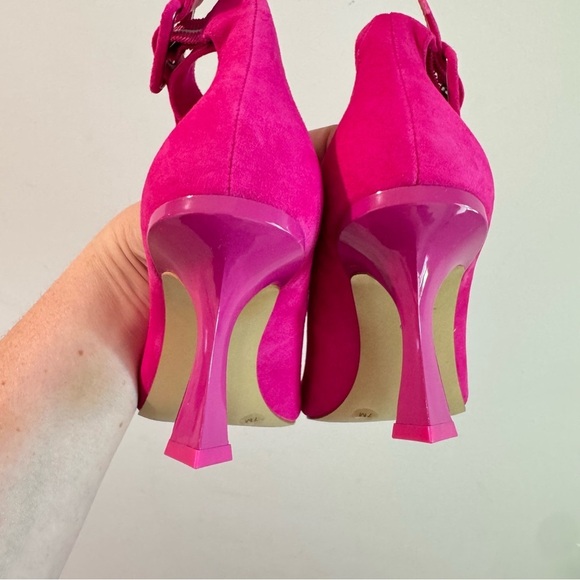 NWOT Gianni Bini Steffi Hot Pink Suede Ankle Buckle Pumps Size 7M - Picture 5 of 7